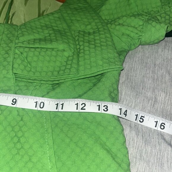 Voom by Joy Han Vintage Green Short Sleeve Dress With Bow Detail Size Small - Picture 9 of 11